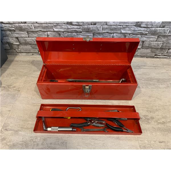Tool Box With Some Random Tools Wrenchs / Allen Wrenchs /File/Sockets