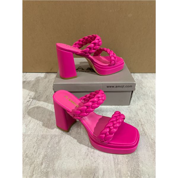 Amoji Fuchsia Pink Braided Sandal With 4 Inch Heel Size 6 / 37