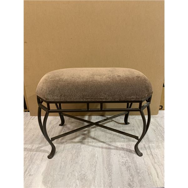 Upholstered Stool Beige With Metal Frame