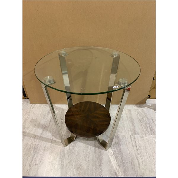 Glass Metal And Wood Table
