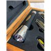 Image 7 : Sheffield Mfg Flashlight Tool And Flashlight Lit in Wooden Box
