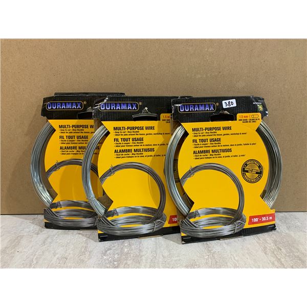 Lot of 3 Duramax Multi Purpose Wire 1.5mm Thick X 100'