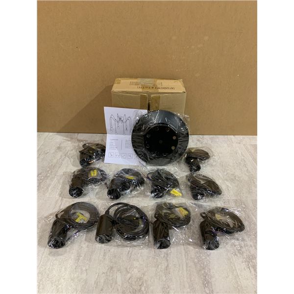 Retro Loft Chandelier 10 Heads Black