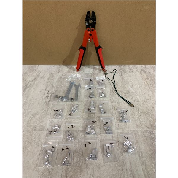 Speedwox 10" Crimping Pliers With 180Pcs Aluminum Double Barrel Ferrules