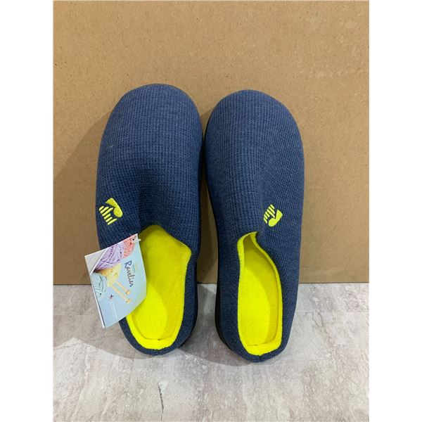 Mens Memory Foam 2 Tone Slippers Blue And Yellow Size 6.5/7.5