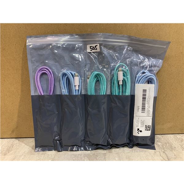 Pack of 5 Long USB to Lightining Charge Cords for Iphone