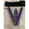 Image 3 : Butterfly Knife For Practice Rainbow Colour Dull