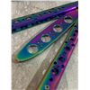 Image 2 : Butterfly Knife For Practice Rainbow Colour Dull