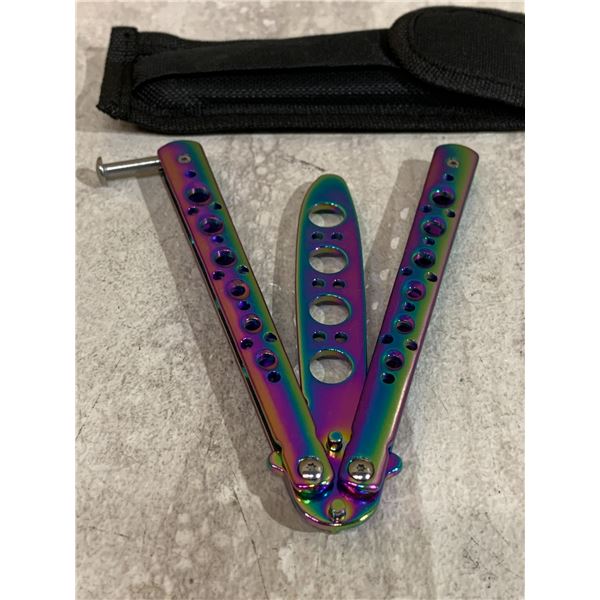 Butterfly Knife For Practice Rainbow Colour Dull