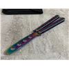 Image 6 : Butterfly Knife For Practice Rainbow Colour Dull