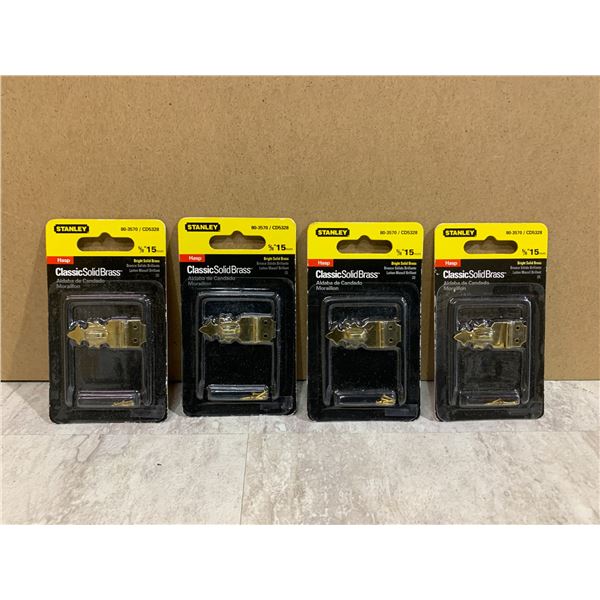 Lot of 4 Stanley 5/8 Hasp Classic Solid Brass