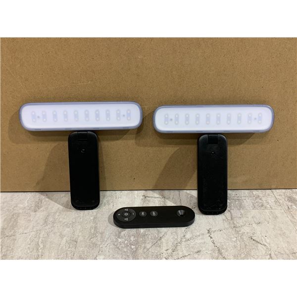 Lot of 2 Portable Rechageable LED Adjustable Lights w/ Remote
