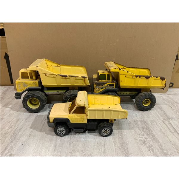 Lot of 3 Metal Tonka Dump Trucks 16" - 16" - 14" Long