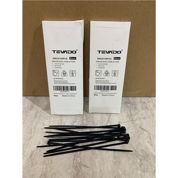 Lot of 2 Tevado Black Industrial Cable Ties 8 Inch 100 Pcs 50 Lbs