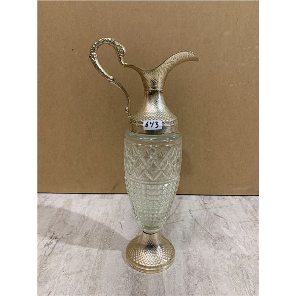 Vintage 1950's Crystal Decanter - Silver Plate