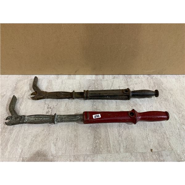 Lot of 2 Cast Iron Nail Pullers - Red One is Model No. 3775