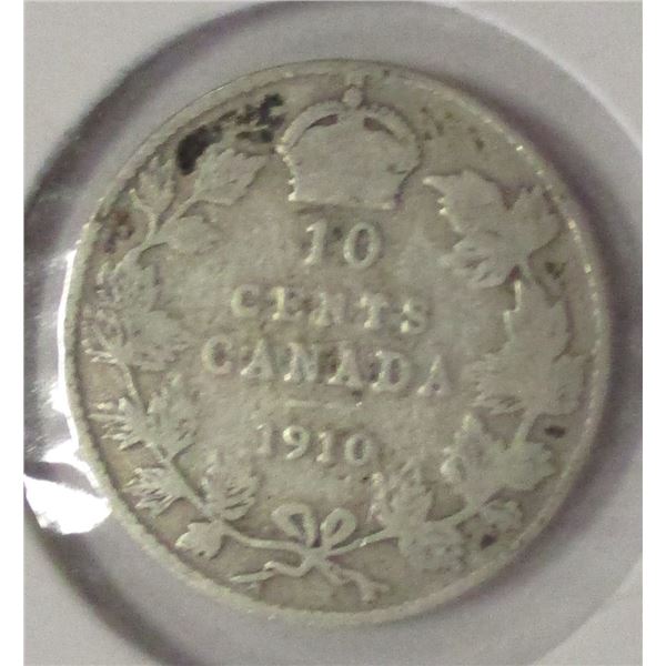 1910 CANADA KING EDWARD VII SILVER DIME