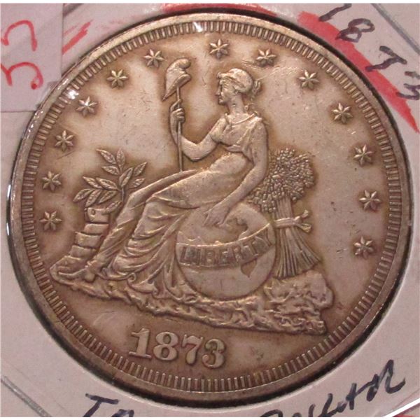 1873 USA SILVER TRADE DOLLAR