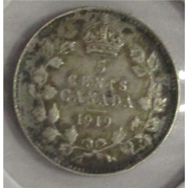 1919 CANADA KING GEORGE V SILVER FIVE CENT
