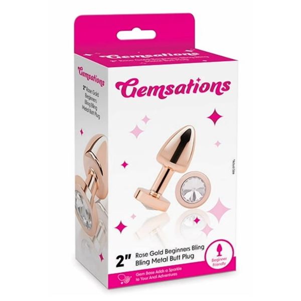 Gemsations 2" Beginners Bling Bling Metal Butt Plug - Rose Gold