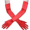 Image 1 : Extra Long Satin Gloves Red