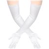 Image 1 : Extra Long Satin Gloves White