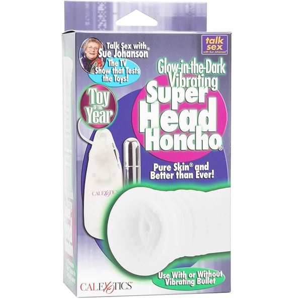 California Exotic Novelties Sue Johanson Glow-in-the-dark Vibrating Super Head Honcho, White