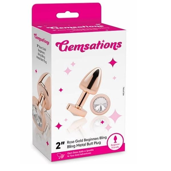 Gemsations 2" Beginners Bling Bling Metal Butt Plug - Rose Gold