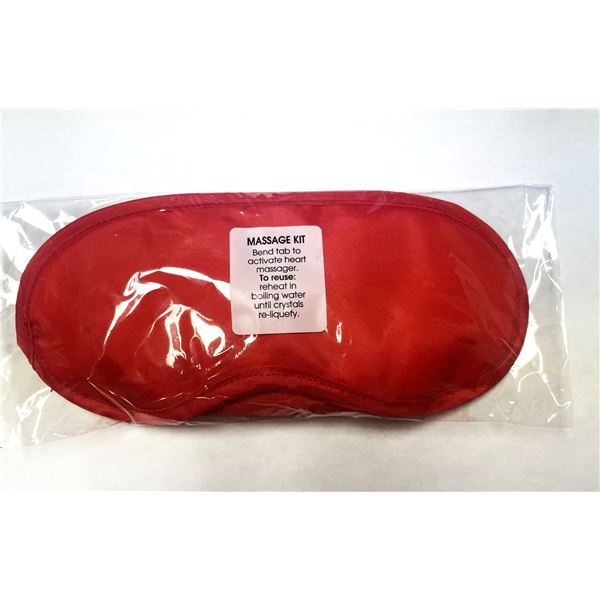 red eye mask and heat up heart shaped massager