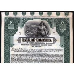 Bank of Colombia Specimen Bond.