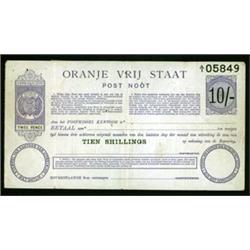 Orange Free State, Oranje Vrij Staat, Post Noot, Post Office Post Note 1900 Issue.