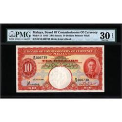 Board of Commissioners of Currency, Malaya, 1941 (1945) Issue.