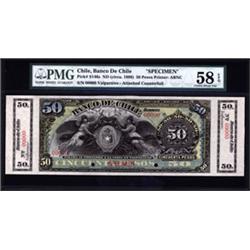 Banco De Chile Specimen Banknote.