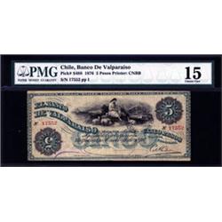 El Banco De Valparaiso, 1876 Issue.