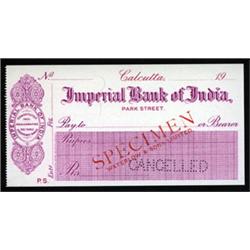 Imperial Bank of India Specimen Check.