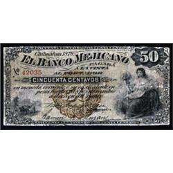 El Banco Mejicano, 1878 Issue.