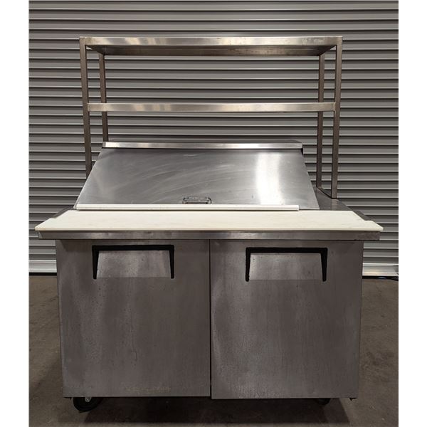True TSSU-48-18M-B 48" Refrigerated Prep Table W/Overshelf | 1493/R3FL