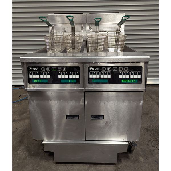Pitco SG14 JS Gas Double Fryer W/Oil Filtration | 3256/R7FL