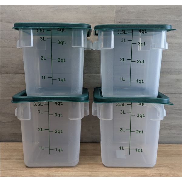 4qt Translucent Food Storage Bins W/Green Lids - Lot of 4 | L6CR2