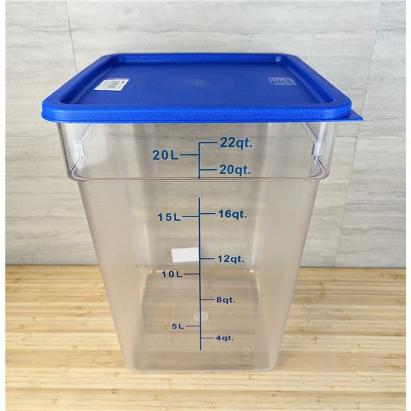 22qt Clear Food Storage Bin W/Blue Lid | L6-1