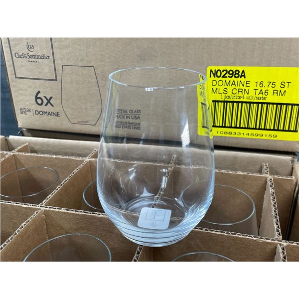 16.75oz Domaine Stemless Wine Glasses - Lot of 18 (3 Boxes) | N0298/L10-2