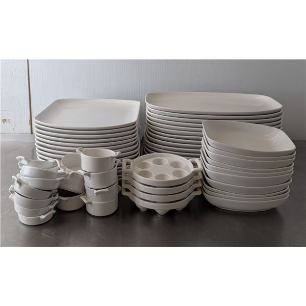 Assorted Revol Porcelain White Plates & Ramekins - Approx. 90pcs | ML2-2/MC2