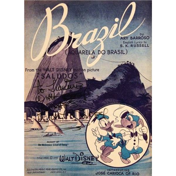 Walt Disney signed sheet music