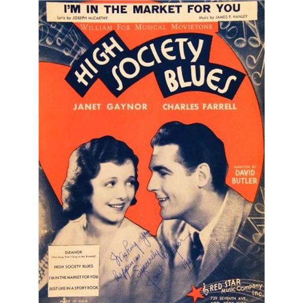 Janet Gaynor signed sheet music