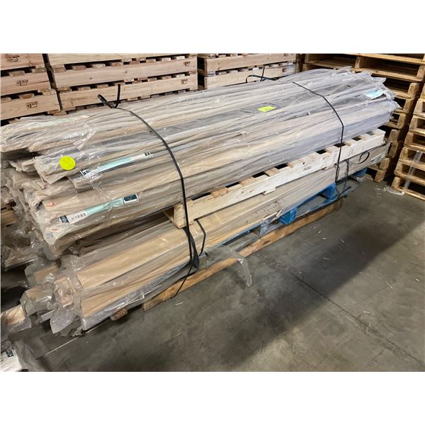 Pallet Lot of Assorted Eklipse Trim Pieces, Including RD-TK96-NM Toe Kick and RD-CML96-PN Crown Moul