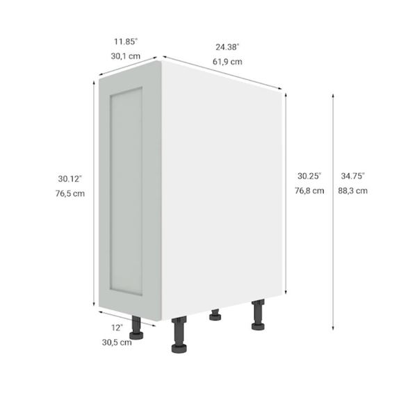 Eklipse Angelite Base Cabinet RD-B12-GT, Single Door, 12 Inches