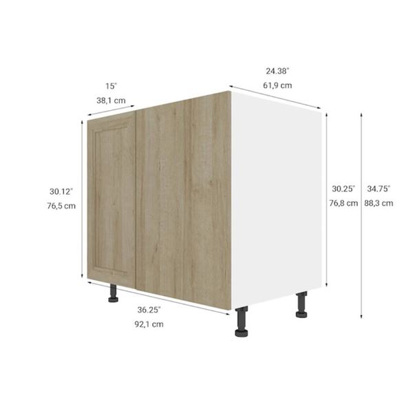 Eklipse RD-BCM36-PN Coral 36.25-in x 34.75-in x 36.25-in Particleboard 1-Door Base Hidden Corner Cab