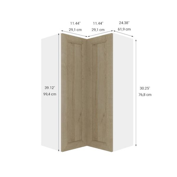 Eklipse RD-HCTG2424-PN Coral Tall Wall Corner Cabinet – 2 Doors 24-in