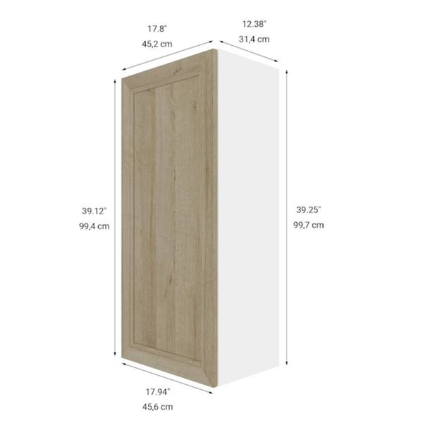 Eklipse RD-HTG18-PN Coral Wall Cabinet, 18in x 39in, 1-Door Style