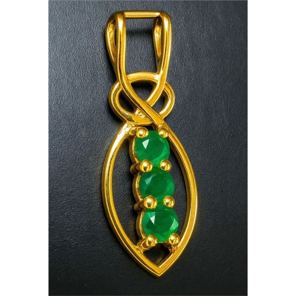 SILVER GENUINE EMERALD (0.65ct) PENDANT
